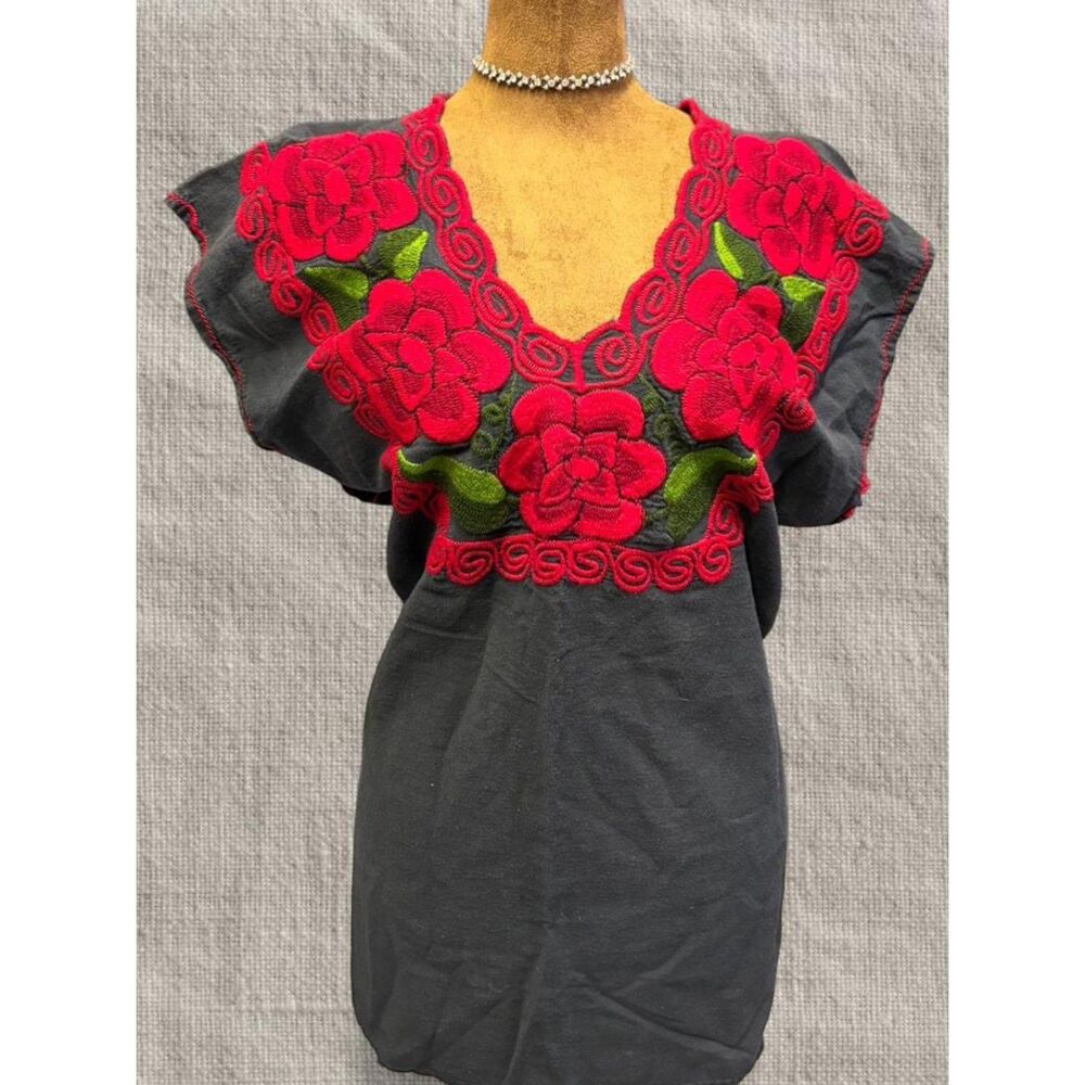 Vintage Mexican Embroidered Boho Feminine Festival Blouse